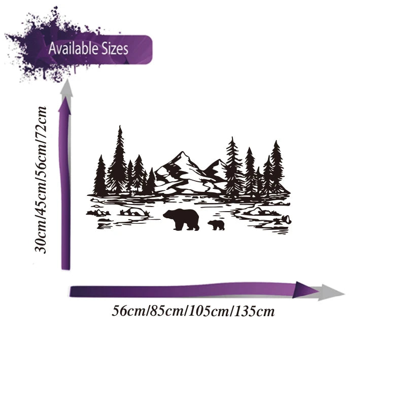 Large Mountain Bear Tree Camping Rv Car Sticker Wildlife Travel Adventure Motorhome Caravan Truck Auto Decal Vinyl Decor