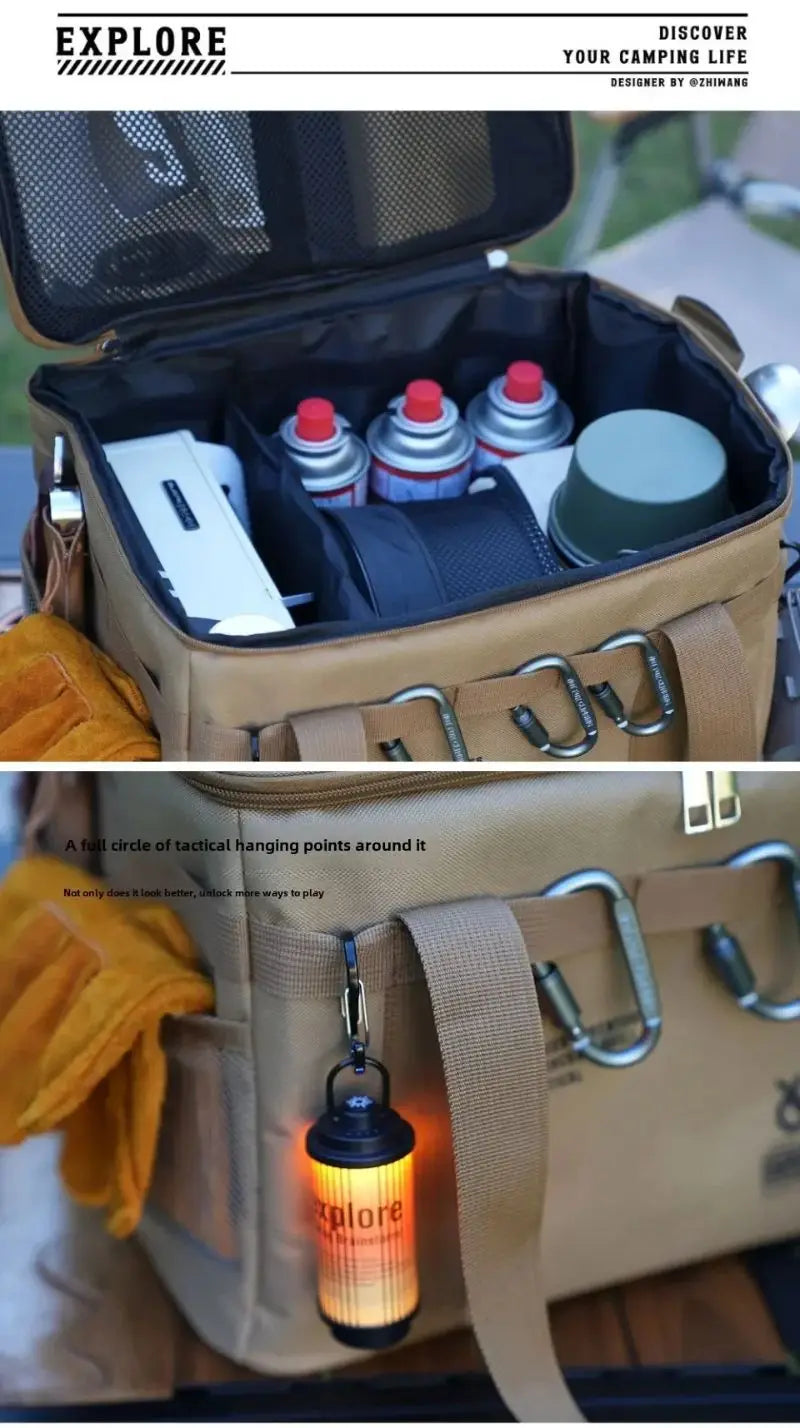 30-42L Camping Storage Bag Foldable Insulation Storage Box Cookware Tableware Handbag Field Divider Tactical Camping Picnic Tool