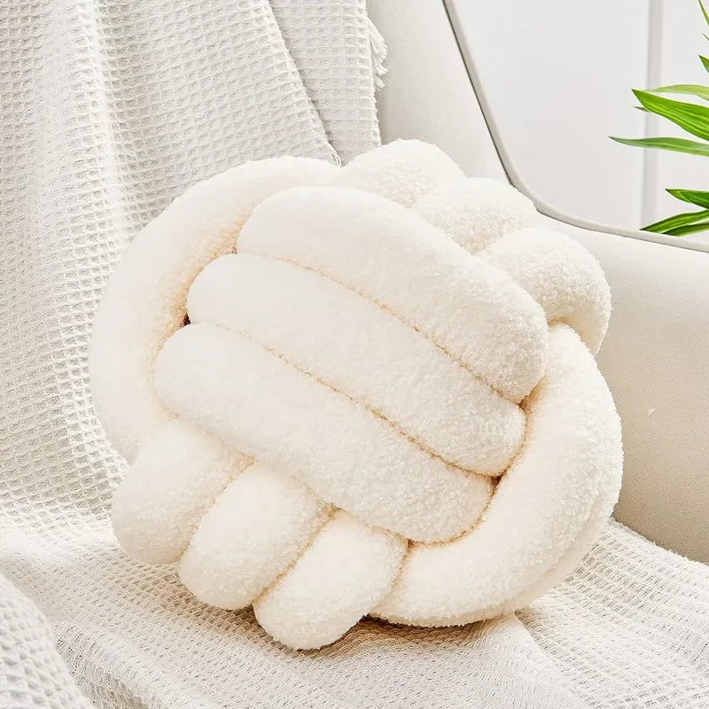 Knot Pillow Ball Soft Home Decorative Pillows Handmade Knotted Ball Throw Pillow Cushion Home Decor for Bed Couch JAF012