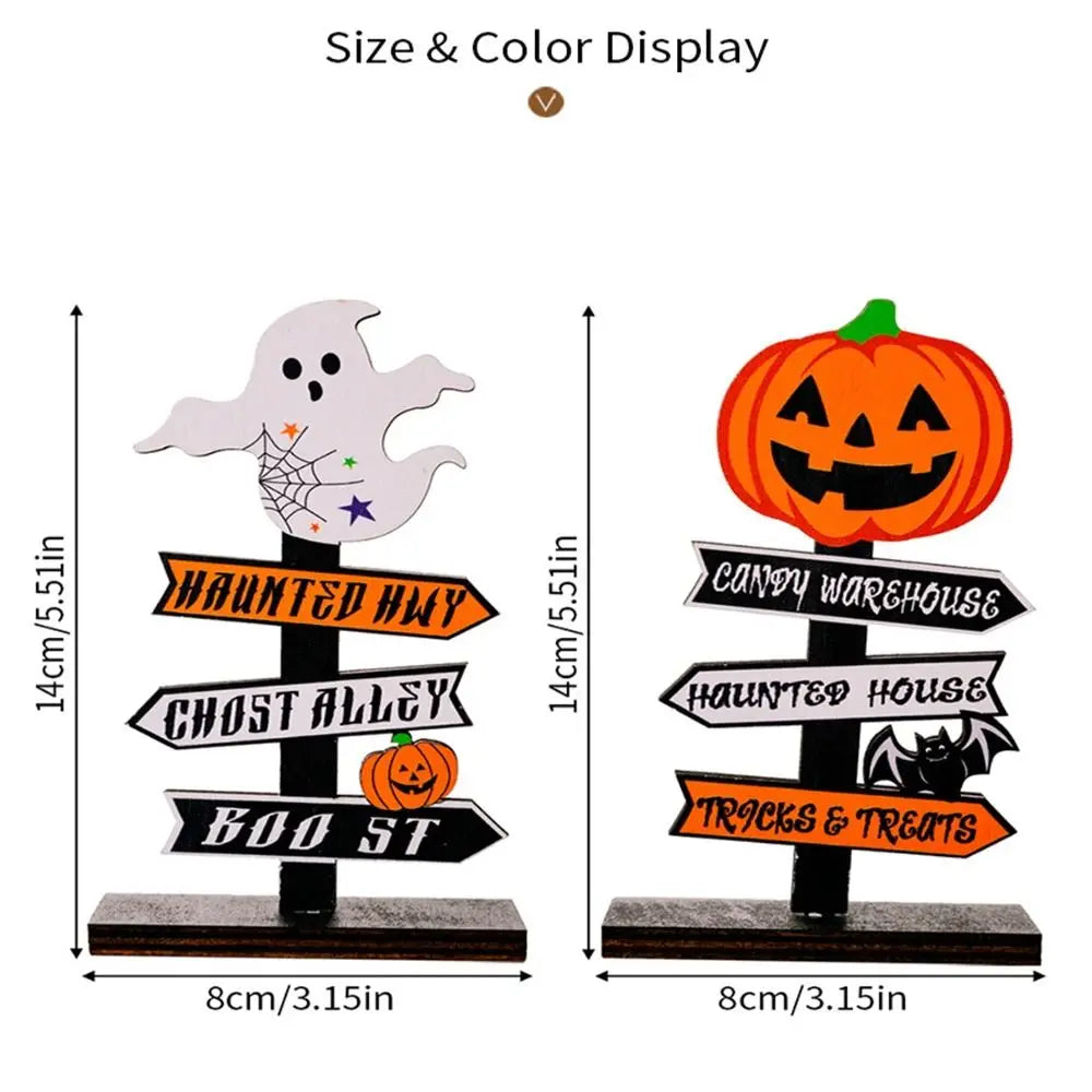 Trick or Treat Halloween Wooden Ornaments Festival DIY Gifts Desk Ornaments Atmosphere Prop Pumpkin Ghost Pumpkin Ghost Decor