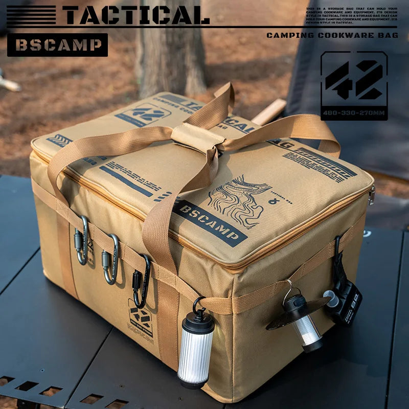 30-42L Camping Storage Bag Foldable Insulation Storage Box Cookware Tableware Handbag Field Divider Tactical Camping Picnic Tool