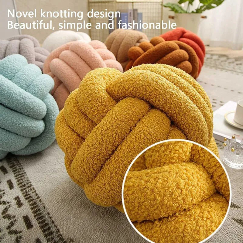 Knot Pillow Ball Soft Home Decorative Pillows Handmade Knotted Ball Throw Pillow Cushion Home Decor for Bed Couch JAF012