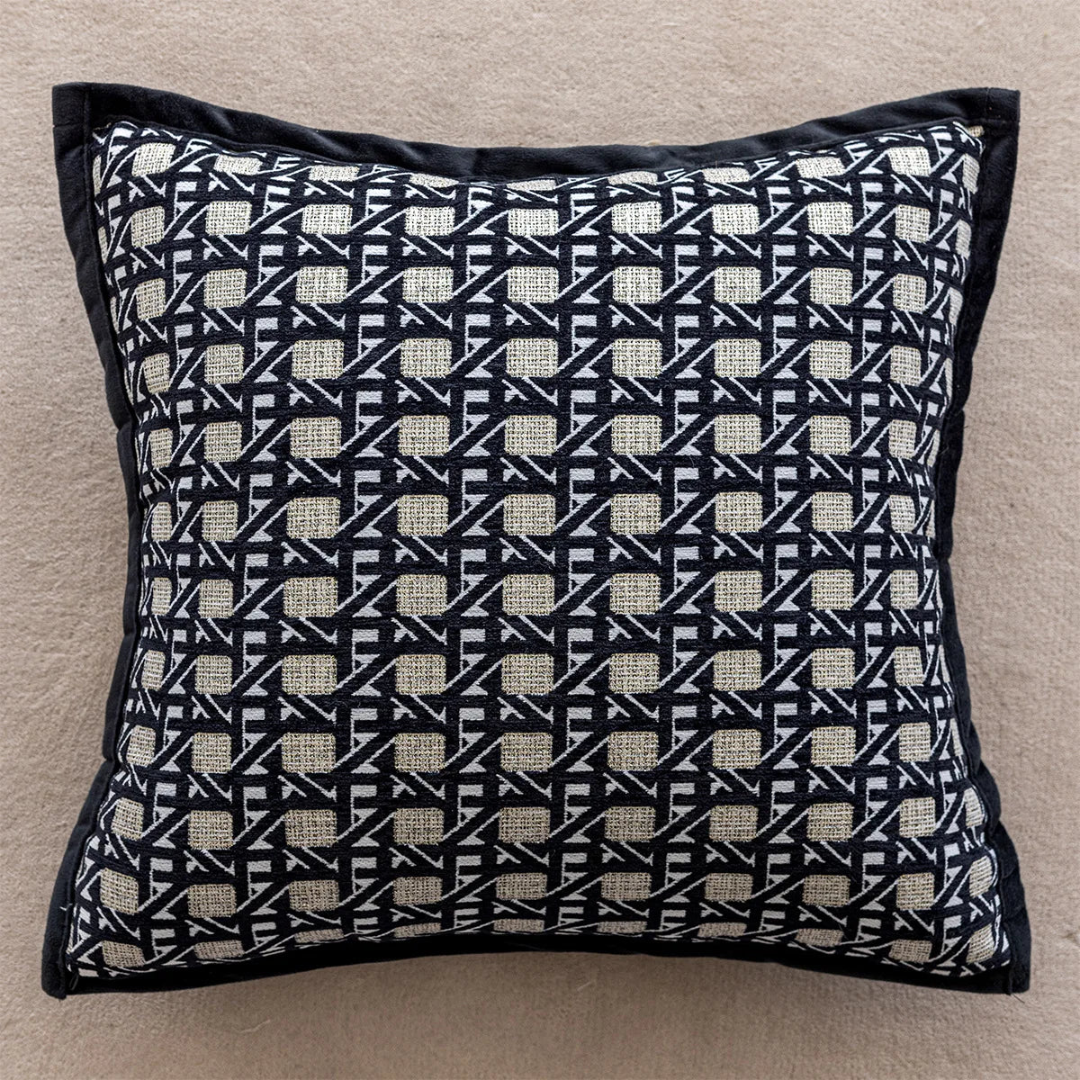 Nordic Black White Cushion Cover 45x45cm Luxury Bow Embroidery Pillow Case Plaid Jacquard Sofa Bedroom Decor Modern Home Accents