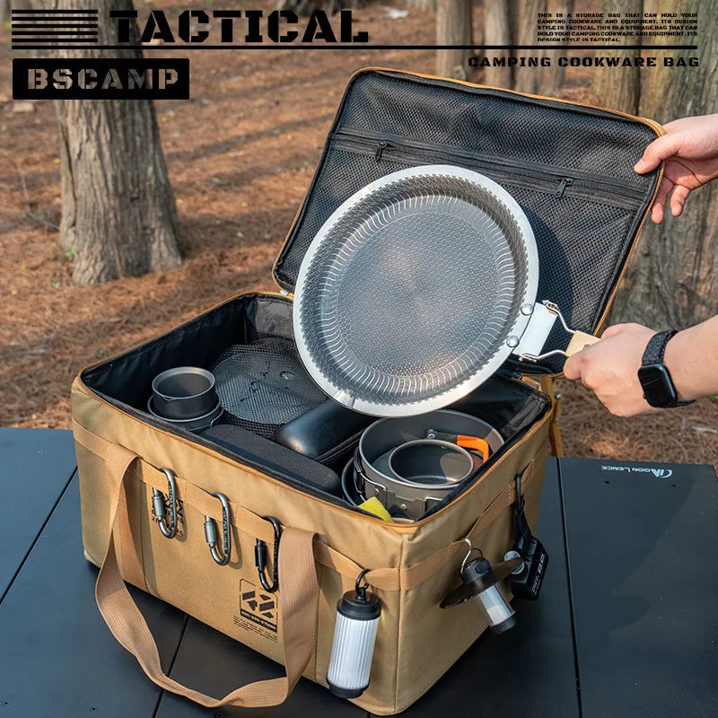 30-42L Camping Storage Bag Foldable Insulation Storage Box Cookware Tableware Handbag Field Divider Tactical Camping Picnic Tool