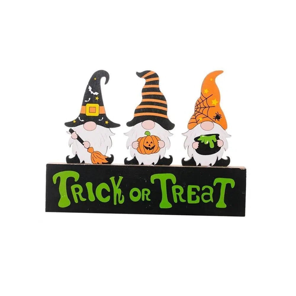 Trick or Treat Halloween Wooden Ornaments Festival DIY Gifts Desk Ornaments Atmosphere Prop Pumpkin Ghost Pumpkin Ghost Decor