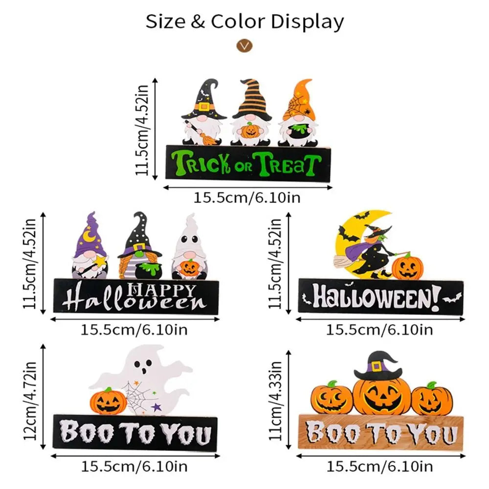 Trick or Treat Halloween Wooden Ornaments Festival DIY Gifts Desk Ornaments Atmosphere Prop Pumpkin Ghost Pumpkin Ghost Decor