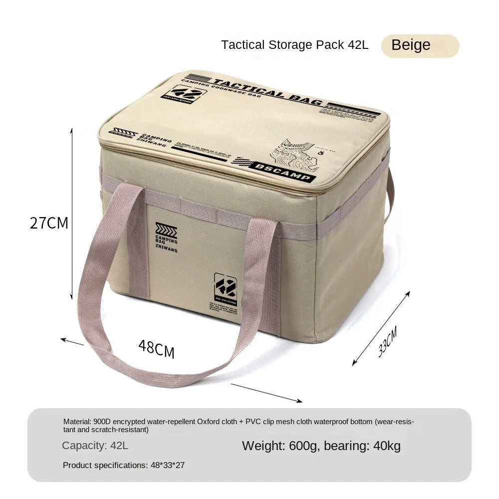 30-42L Camping Storage Bag Foldable Insulation Storage Box Cookware Tableware Handbag Field Divider Tactical Camping Picnic Tool