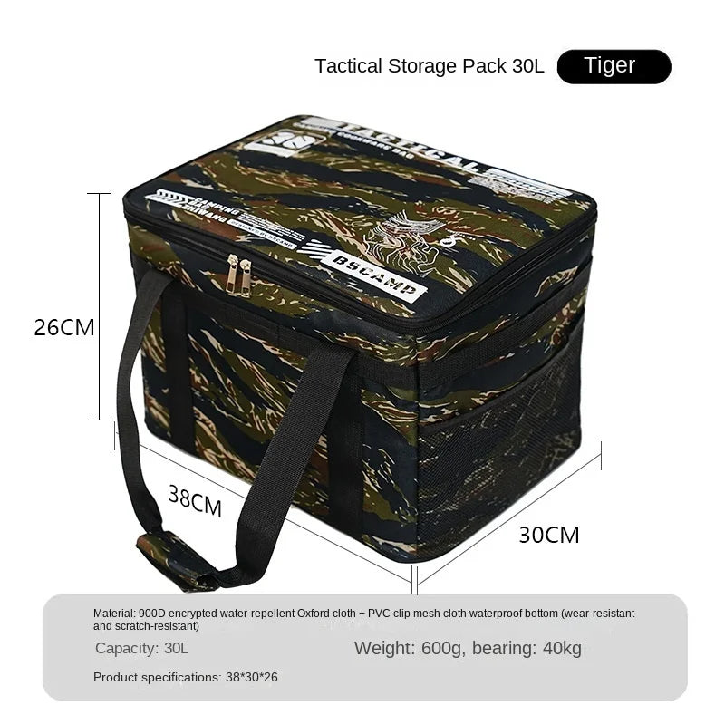 30-42L Camping Storage Bag Foldable Insulation Storage Box Cookware Tableware Handbag Field Divider Tactical Camping Picnic Tool