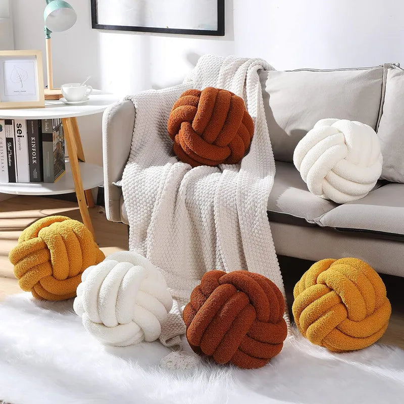 Knot Pillow Ball Soft Home Decorative Pillows Handmade Knotted Ball Throw Pillow Cushion Home Decor for Bed Couch JAF012