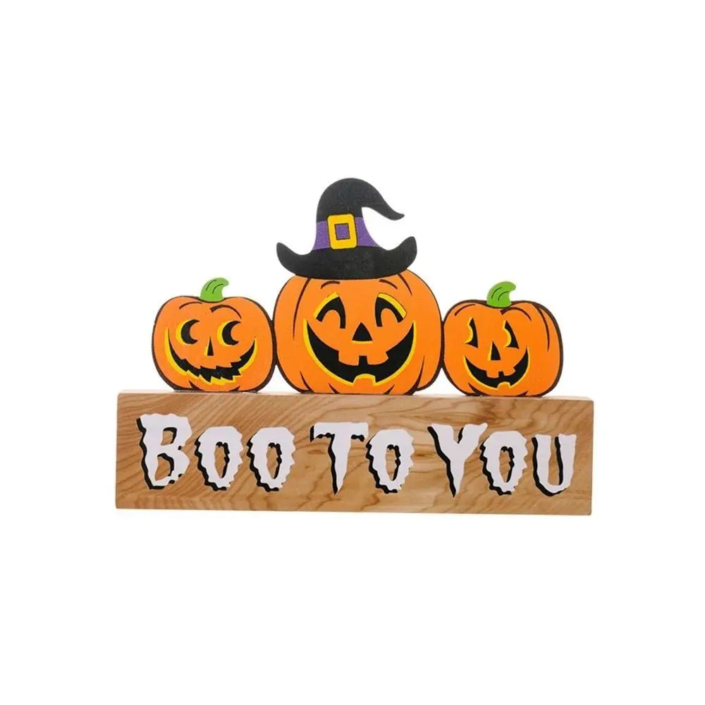 Trick or Treat Halloween Wooden Ornaments Festival DIY Gifts Desk Ornaments Atmosphere Prop Pumpkin Ghost Pumpkin Ghost Decor