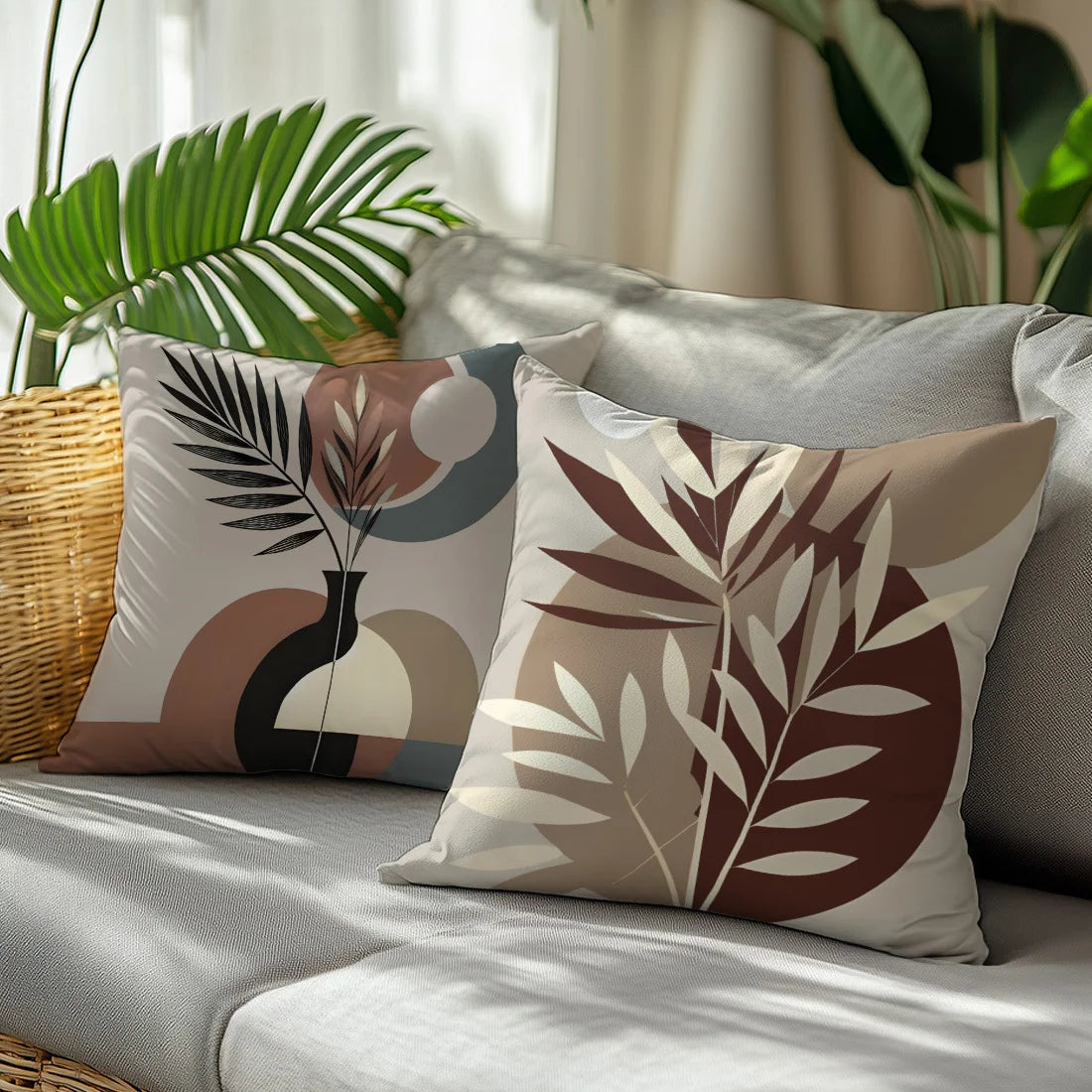Modern Leaf And Face Patterned Decorative Throw Pillows Polyester pillowcase, sofa decorative cushion cov Headboard Pillow
