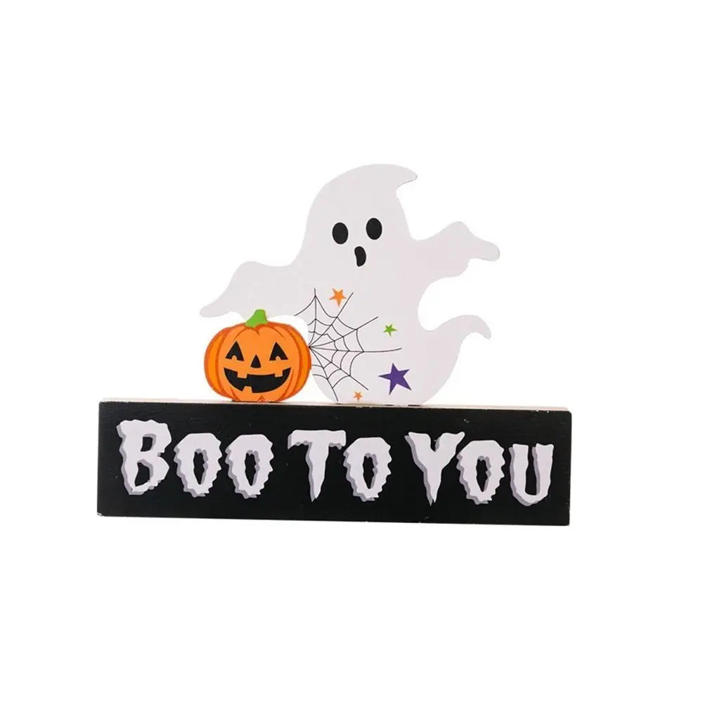 Trick or Treat Halloween Wooden Ornaments Festival DIY Gifts Desk Ornaments Atmosphere Prop Pumpkin Ghost Pumpkin Ghost Decor