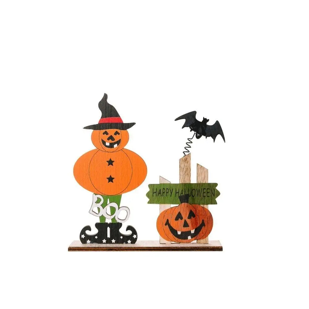 Trick or Treat Halloween Wooden Ornaments Festival DIY Gifts Desk Ornaments Atmosphere Prop Pumpkin Ghost Pumpkin Ghost Decor