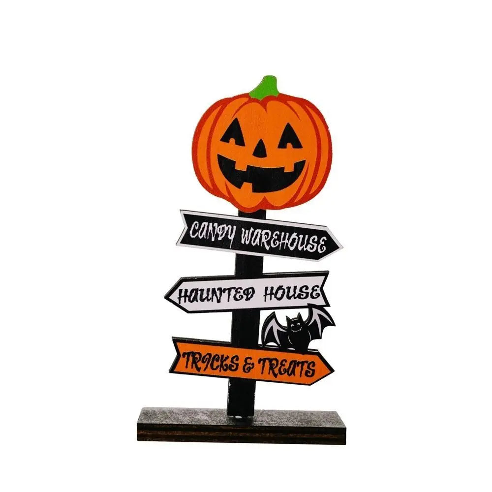 Trick or Treat Halloween Wooden Ornaments Festival DIY Gifts Desk Ornaments Atmosphere Prop Pumpkin Ghost Pumpkin Ghost Decor