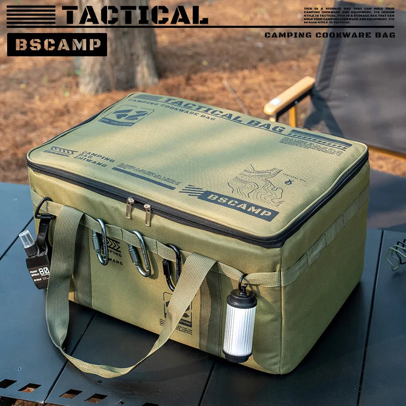 30-42L Camping Storage Bag Foldable Insulation Storage Box Cookware Tableware Handbag Field Divider Tactical Camping Picnic Tool