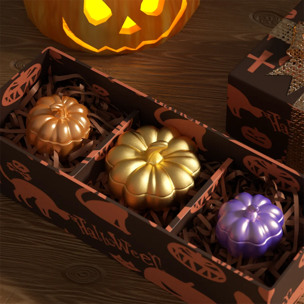 Nicole Candle Jar Halloween Concrete Silicone Mold DIY Flat Pumpkin Molds for Jesmonite Cement Halloween Home Decor