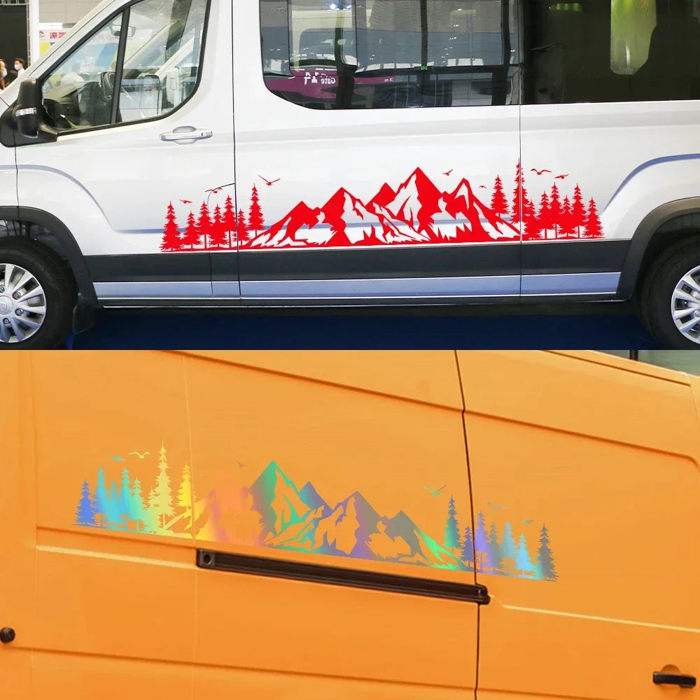 Car Sticker Van Camper Decor Decal Vinyl Mountain Forest Decoration For Truck Camper RV Bus Caravan Body Auto Tuning Accessories