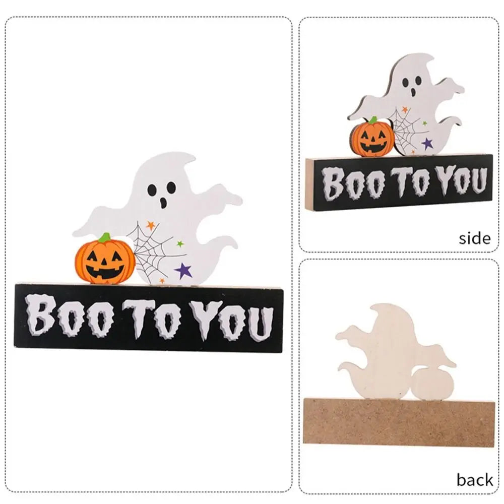 Trick or Treat Halloween Wooden Ornaments Festival DIY Gifts Desk Ornaments Atmosphere Prop Pumpkin Ghost Pumpkin Ghost Decor