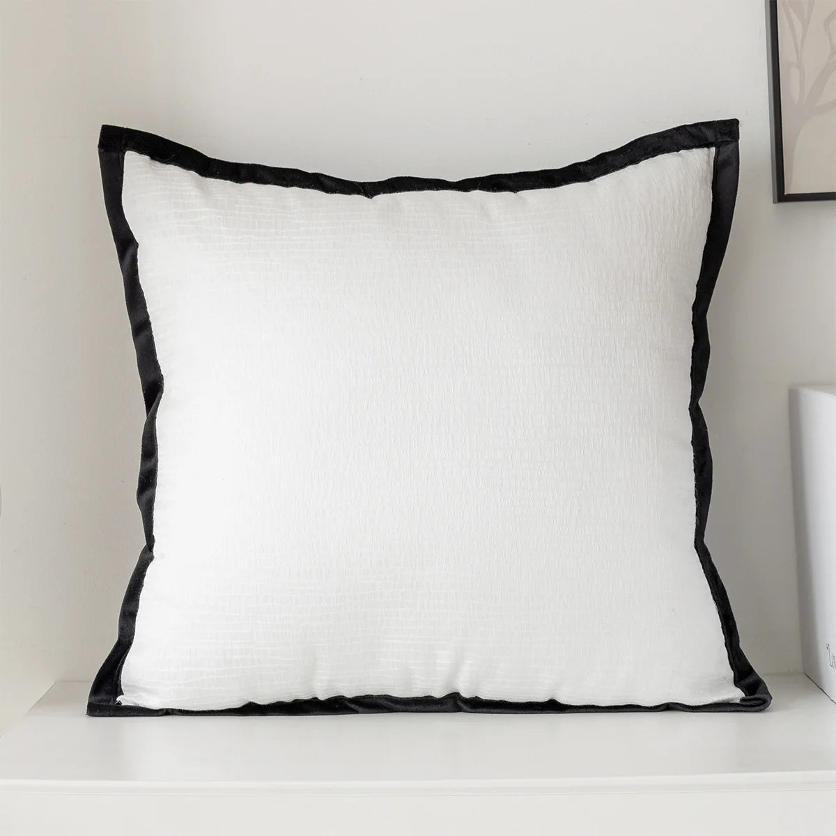 Nordic Black White Cushion Cover 45x45cm Luxury Bow Embroidery Pillow Case Plaid Jacquard Sofa Bedroom Decor Modern Home Accents