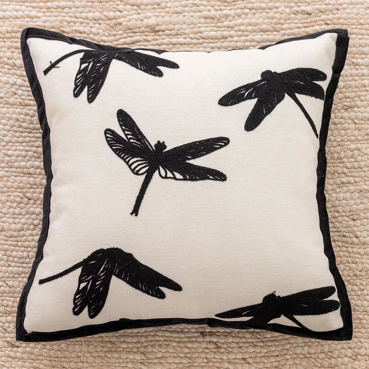 Nordic Black White Cushion Cover 45x45cm Luxury Bow Embroidery Pillow Case Plaid Jacquard Sofa Bedroom Decor Modern Home Accents